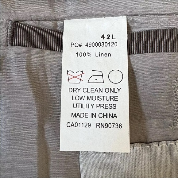 DKNY Gray Linen Herringbone Blazer Suit Jacket Sport Coat Mens Size 42L - Picture 5 of 5